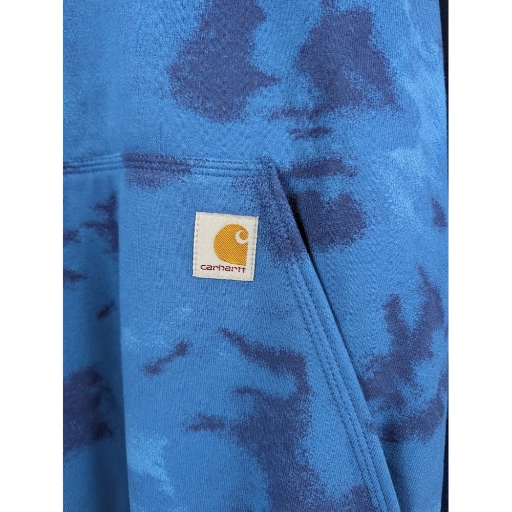 NWOT Carhartt Mens Blue Cloud Tie Dye Loose Fit Hoodie Sweatshirt TS7206- Medium - Picture 2 of 12